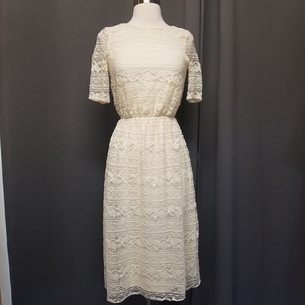 Asos Cream Lace V Back Midi Dress‎ 2